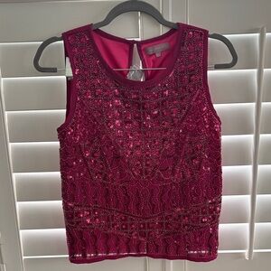 Topshop Fuchsia Sequin Sleeveless Blouse